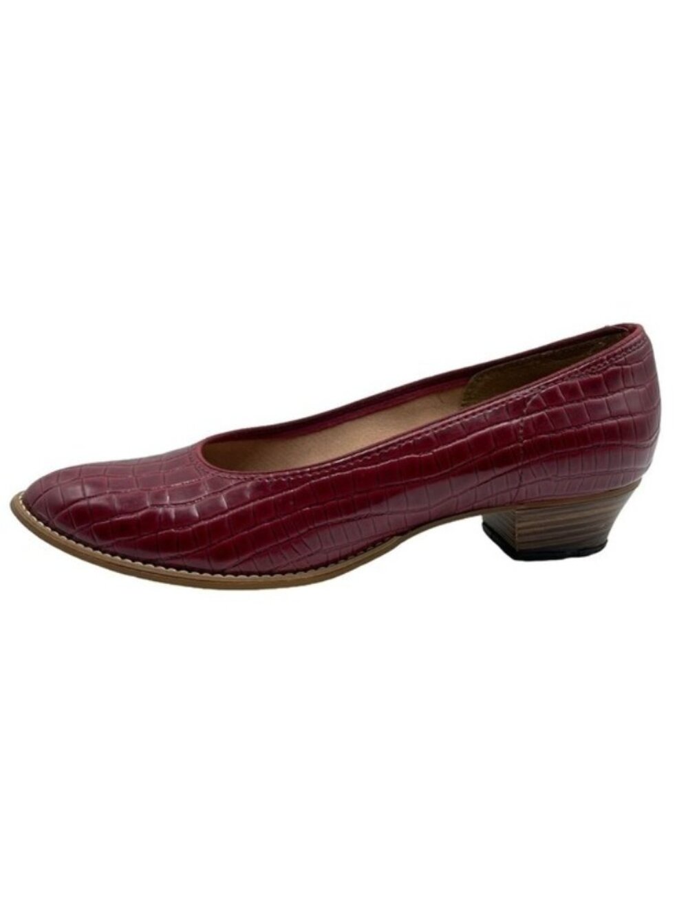 Vintage Red Leather Pumps Croc Embossed Slip-On QualiCraft Casualets Size 9
